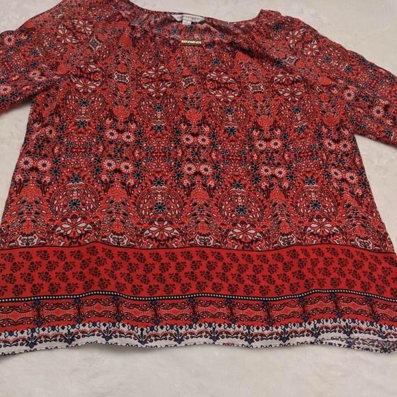 Counterparts Women's Pullover 3/4 Sleeve Red Tunic Size Large Keyhole - Picture 7 of 12